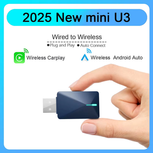 2025 New Wireless Android Auto Adapter Wired to Wireless Carplay Smart Box USB Plug and Play Online Upgrade Wifi Auto Connection