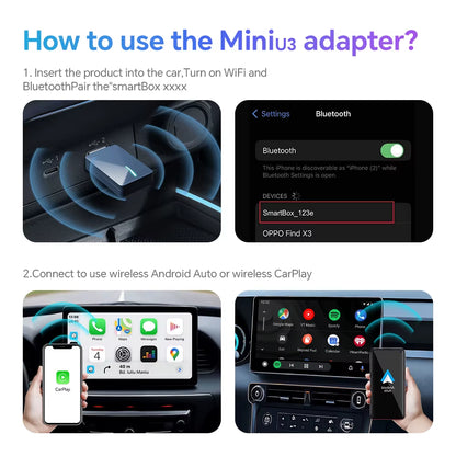 2025 New Wireless Android Auto Adapter Wired to Wireless Carplay Smart Box USB Plug and Play Online Upgrade Wifi Auto Connection